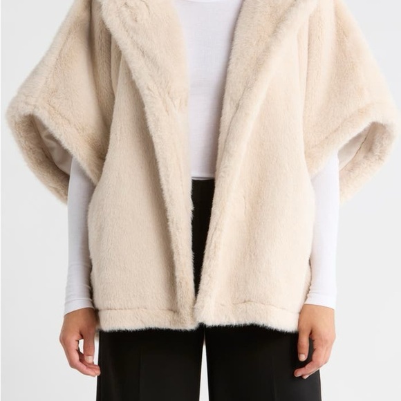 Rebecca Minkoff Cream Faux Fur Coat - Picture 2 of 3